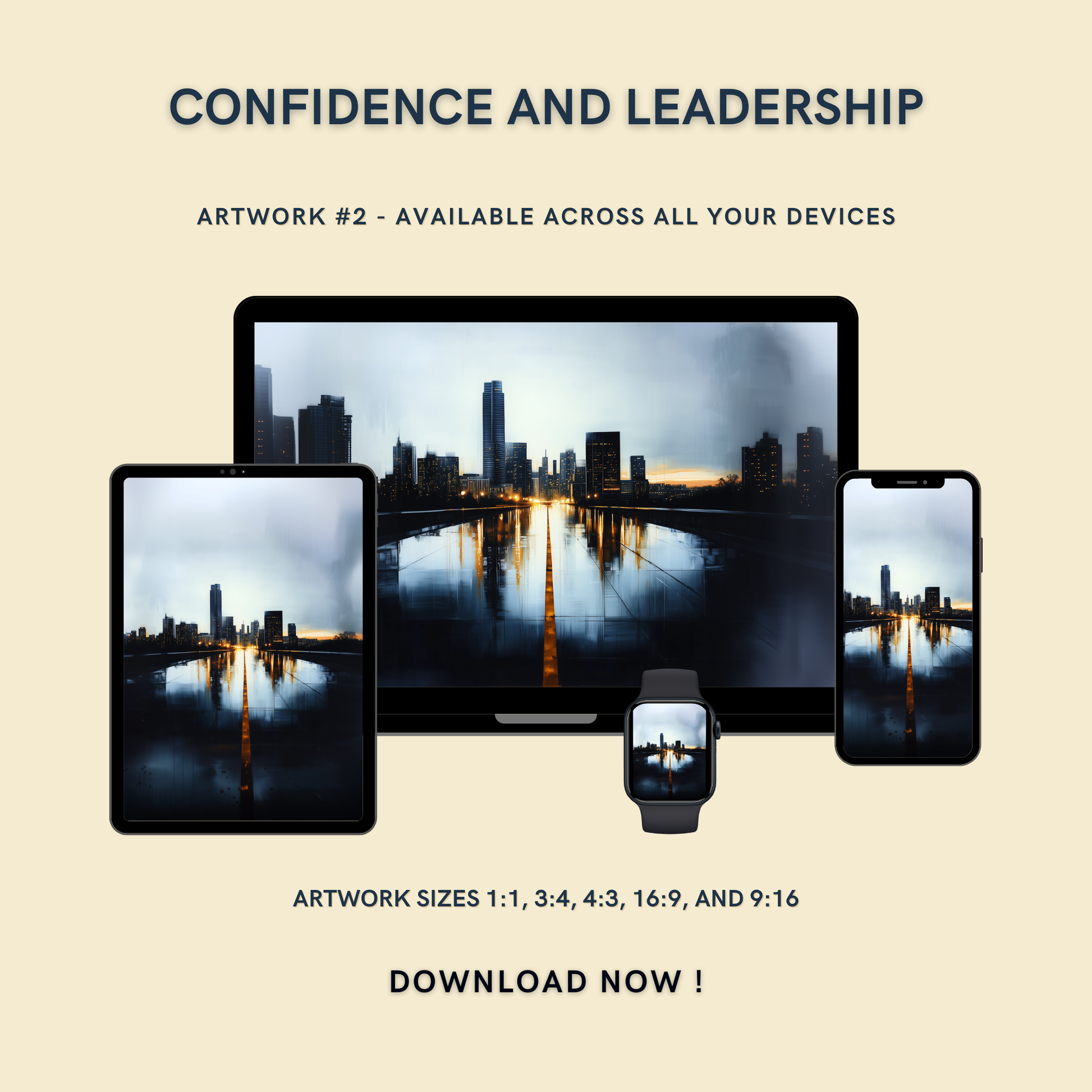 Confidence and Leadership Artwork #2 - motivational cityscape art for confidence and leadership, optimized for all devices.