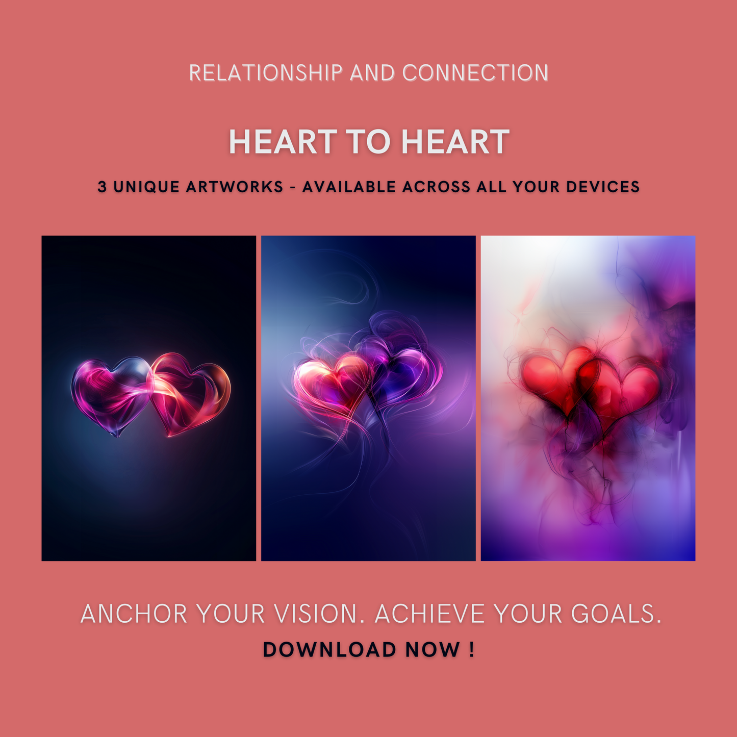 Heart to Heart Bundle cover image showing three unique heart-themed artworks symbolizing connection and love.