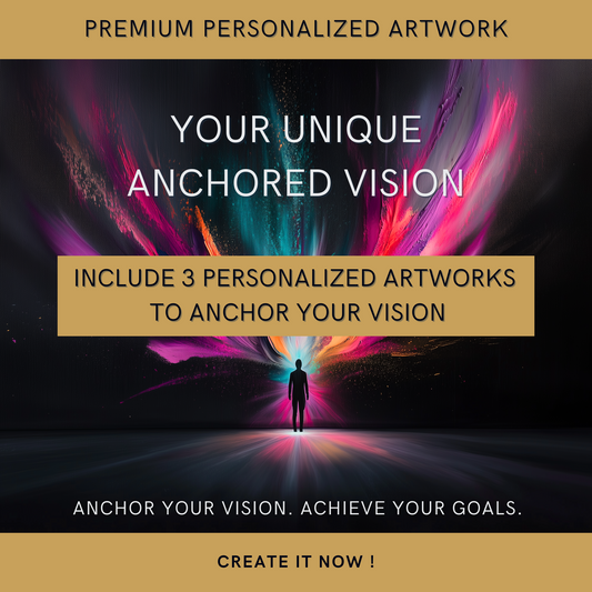 Premium Personalized cover image specifying the creation of 3 unique artworks to anchor one's vision.